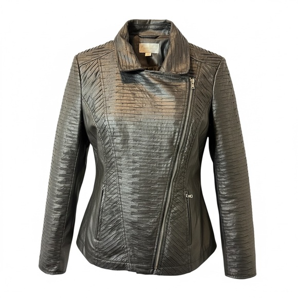 erin london Jackets & Blazers - 🖤 Erin London Faux Leather Moto Jacket – Textured Paneling – Size M